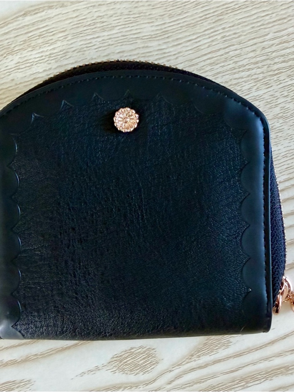 Lauren Conrad black Women's Zip Wallet with Rose Gold Accent